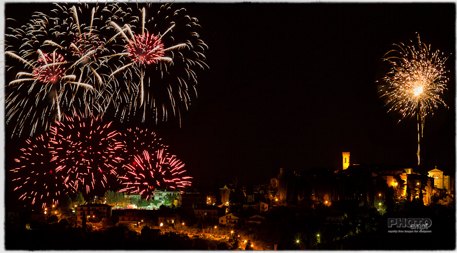Fireworks over Umbrian hilltops, Italy